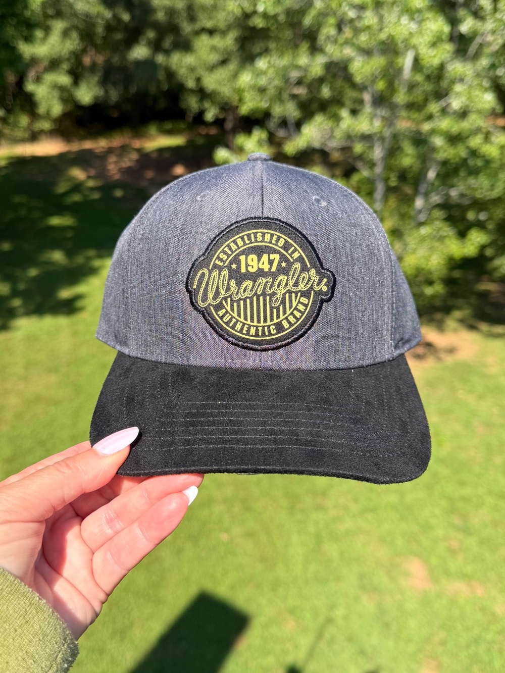 Wrangler Authentic Brand 1947 Gray Black Snapback Hat NWT